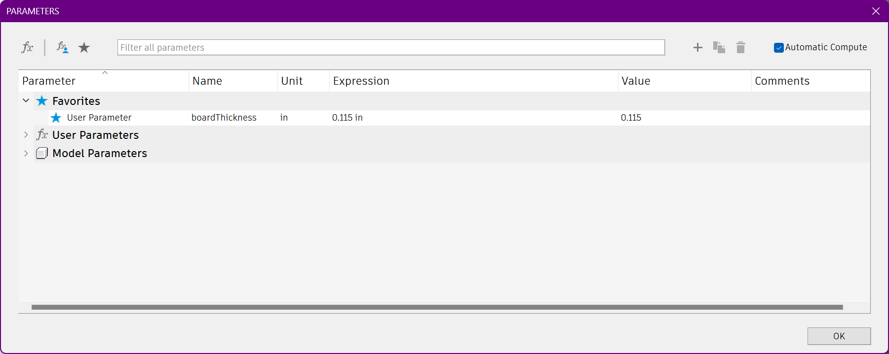 Peg Parameters