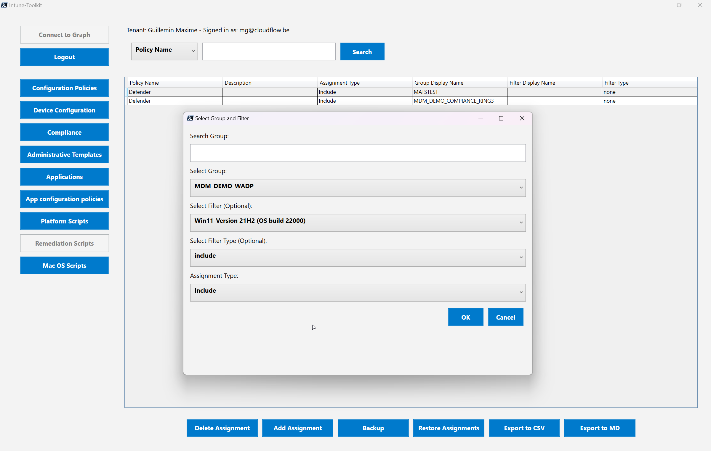 Intune Toolkit Interface