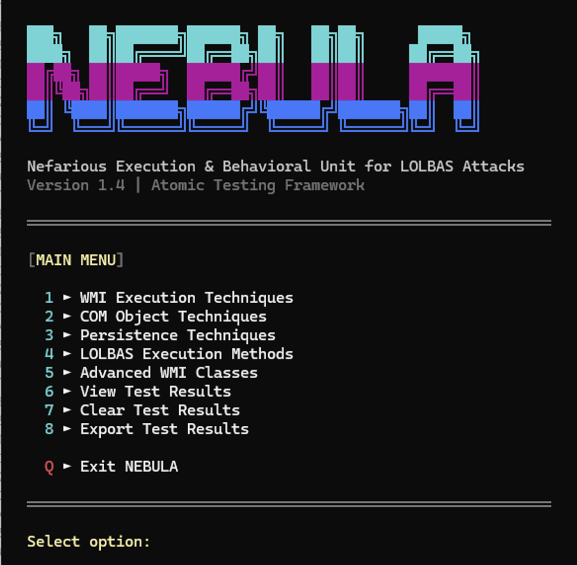 NEBULA Menu