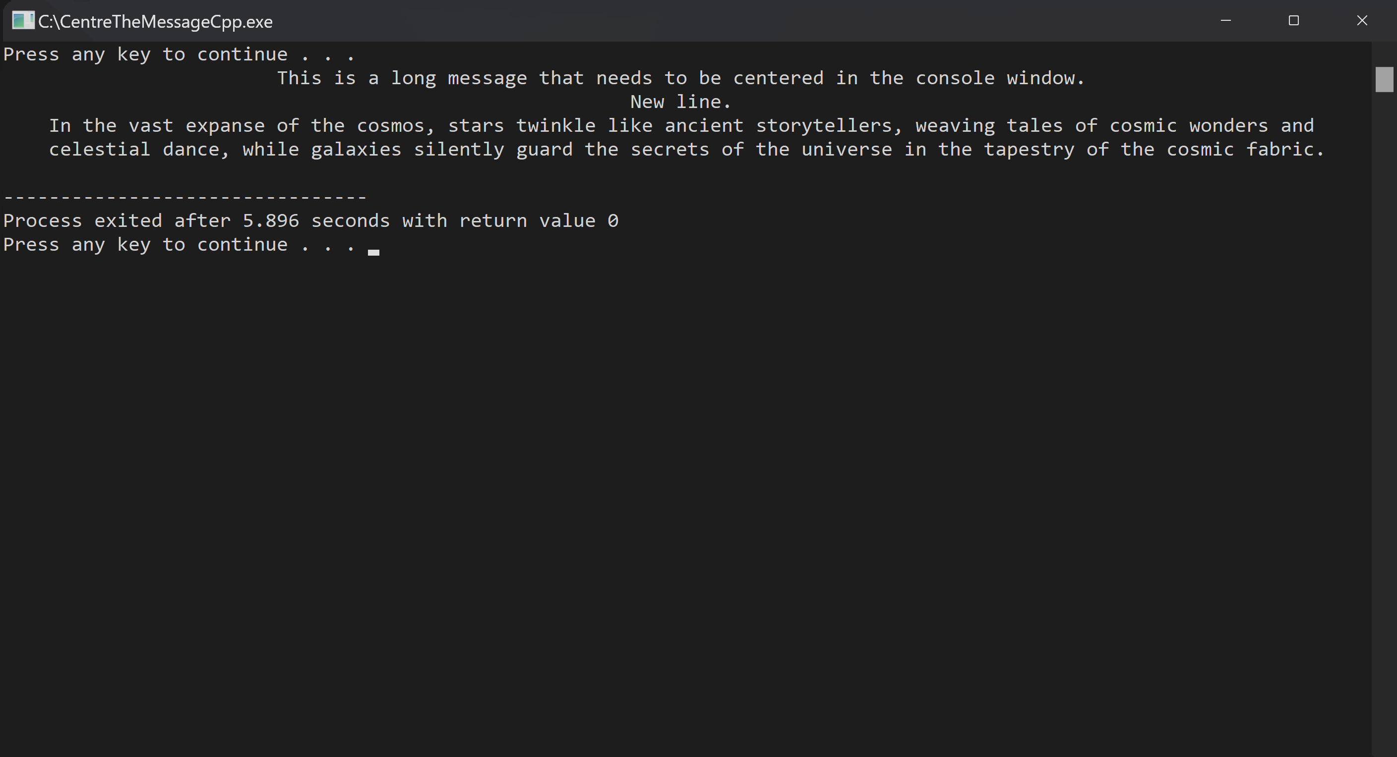 GitHub - MIbnEKhalid/CentreTheMessageCpp: This C++ code centers text ...