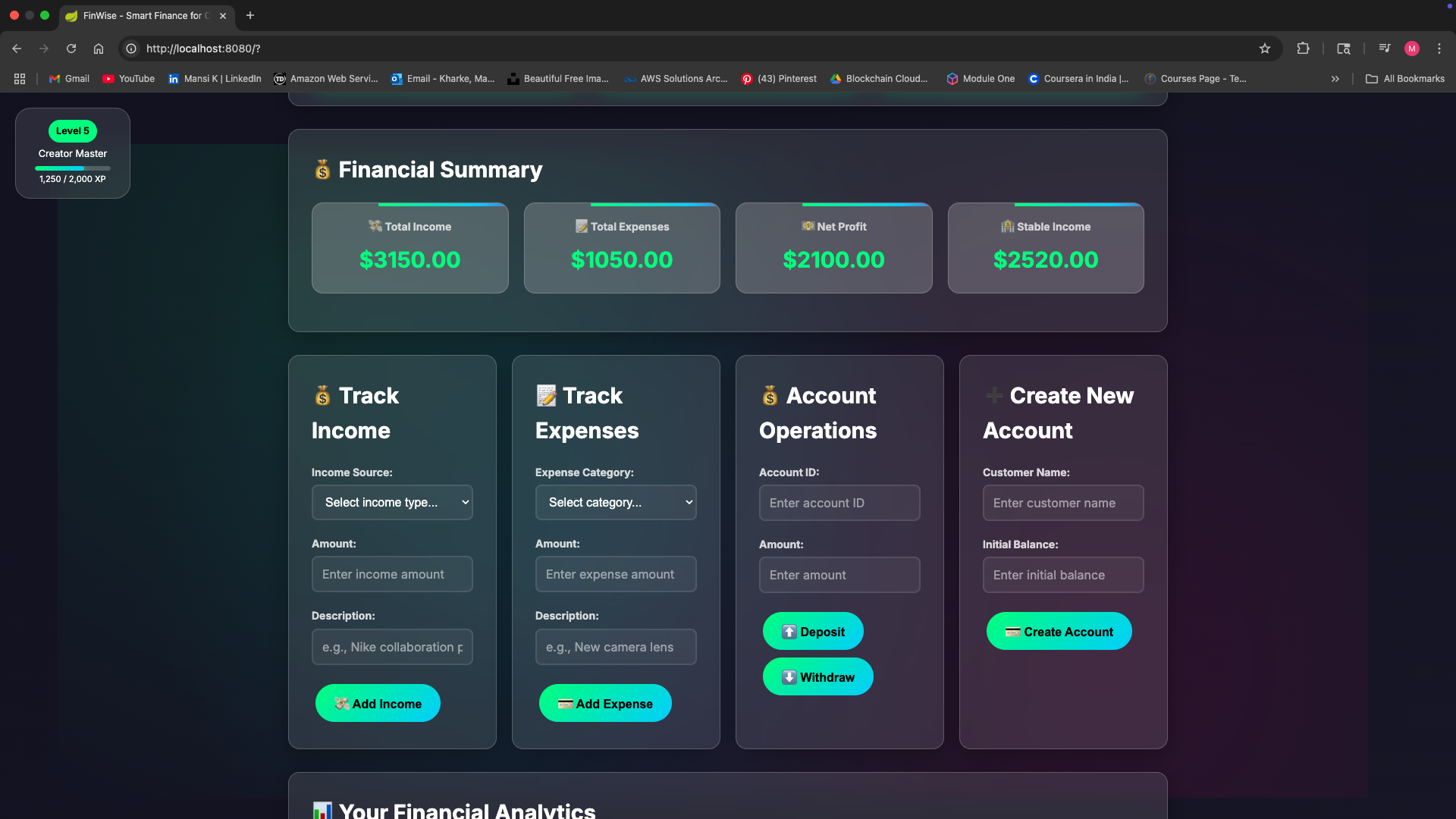 FinWise Dashboard Preview