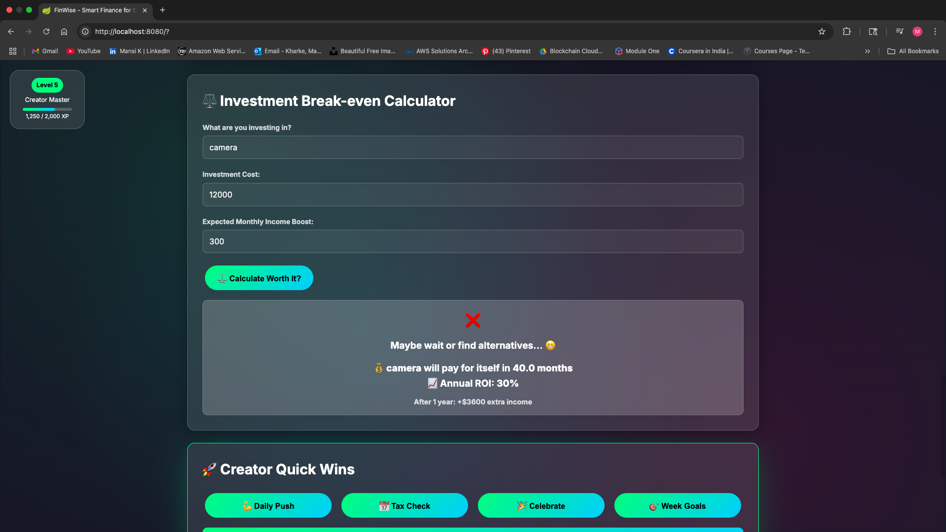FinWise Dashboard Preview