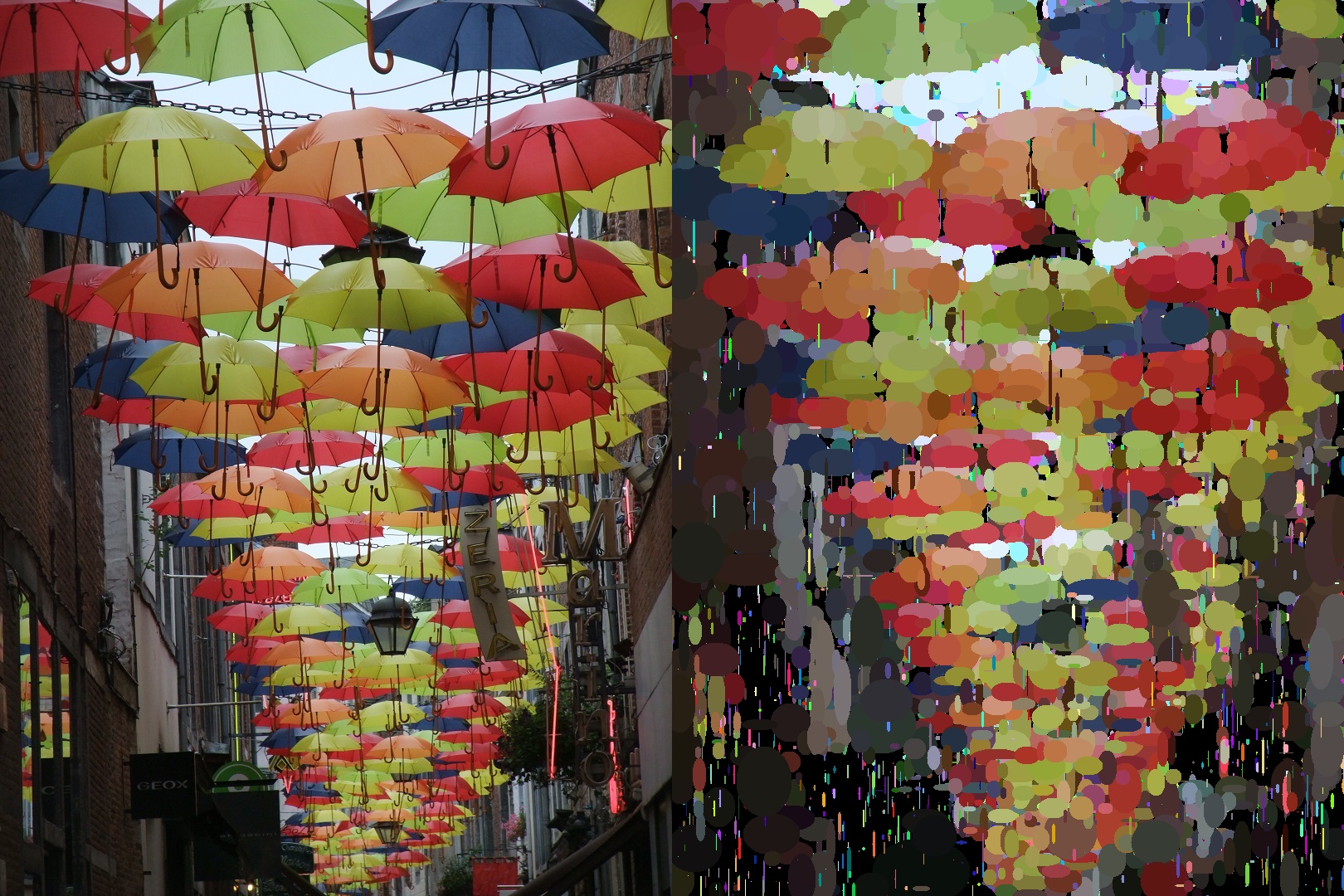 Umbrellas on Rue Haute Marcelle in Belgium after 5 026 304 generations