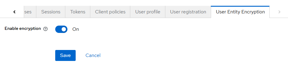 Screenshot of "User Entity Encryption" tab