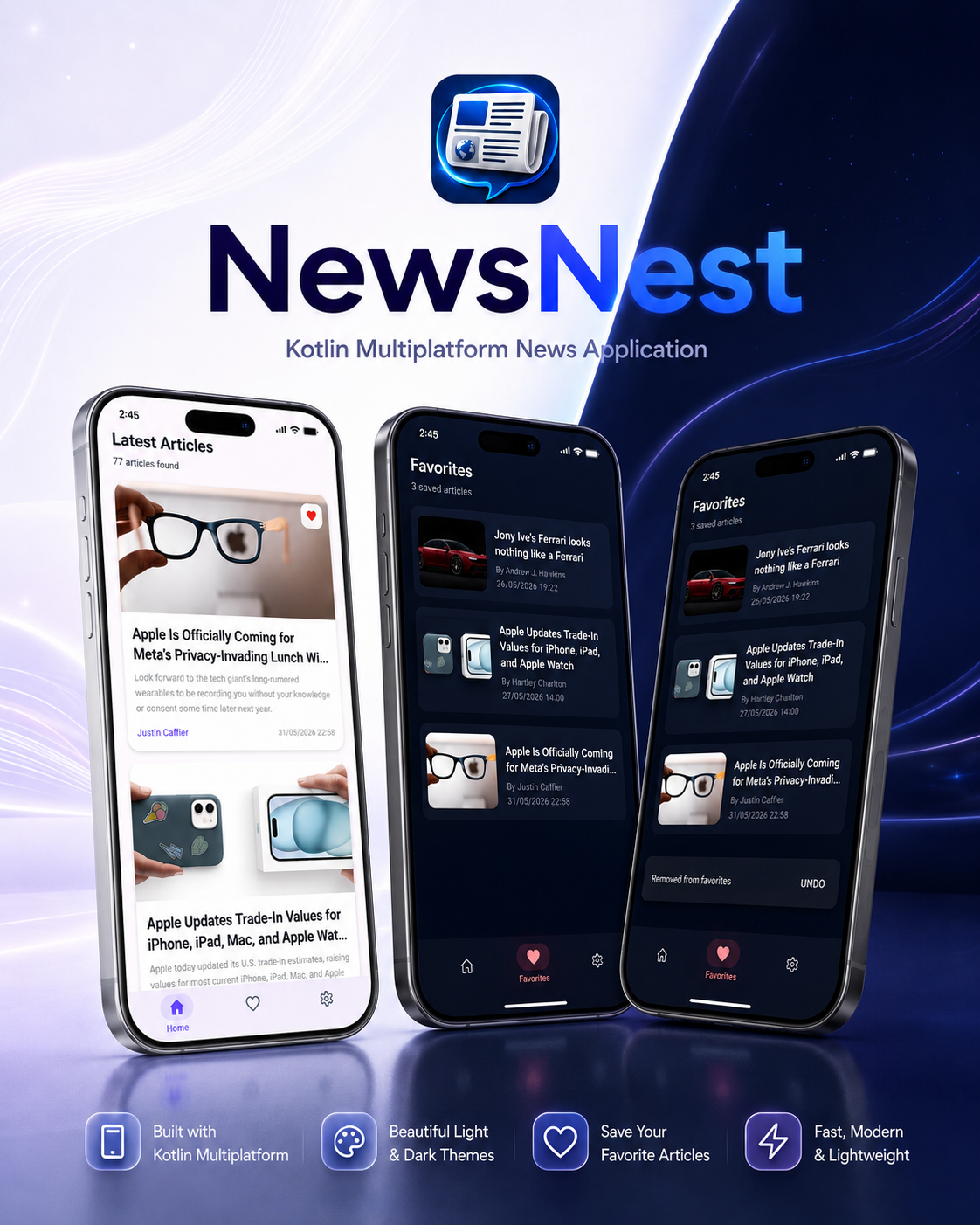 NewsNest application mockup