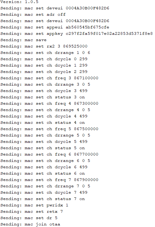 Authentication of the arduino to the Lora network