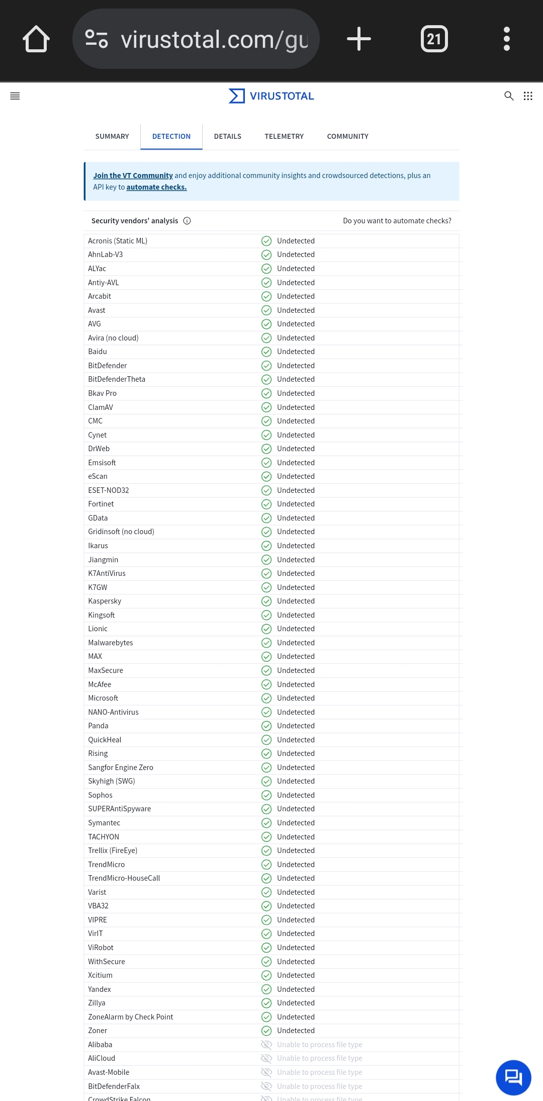 Malware Scanner Log