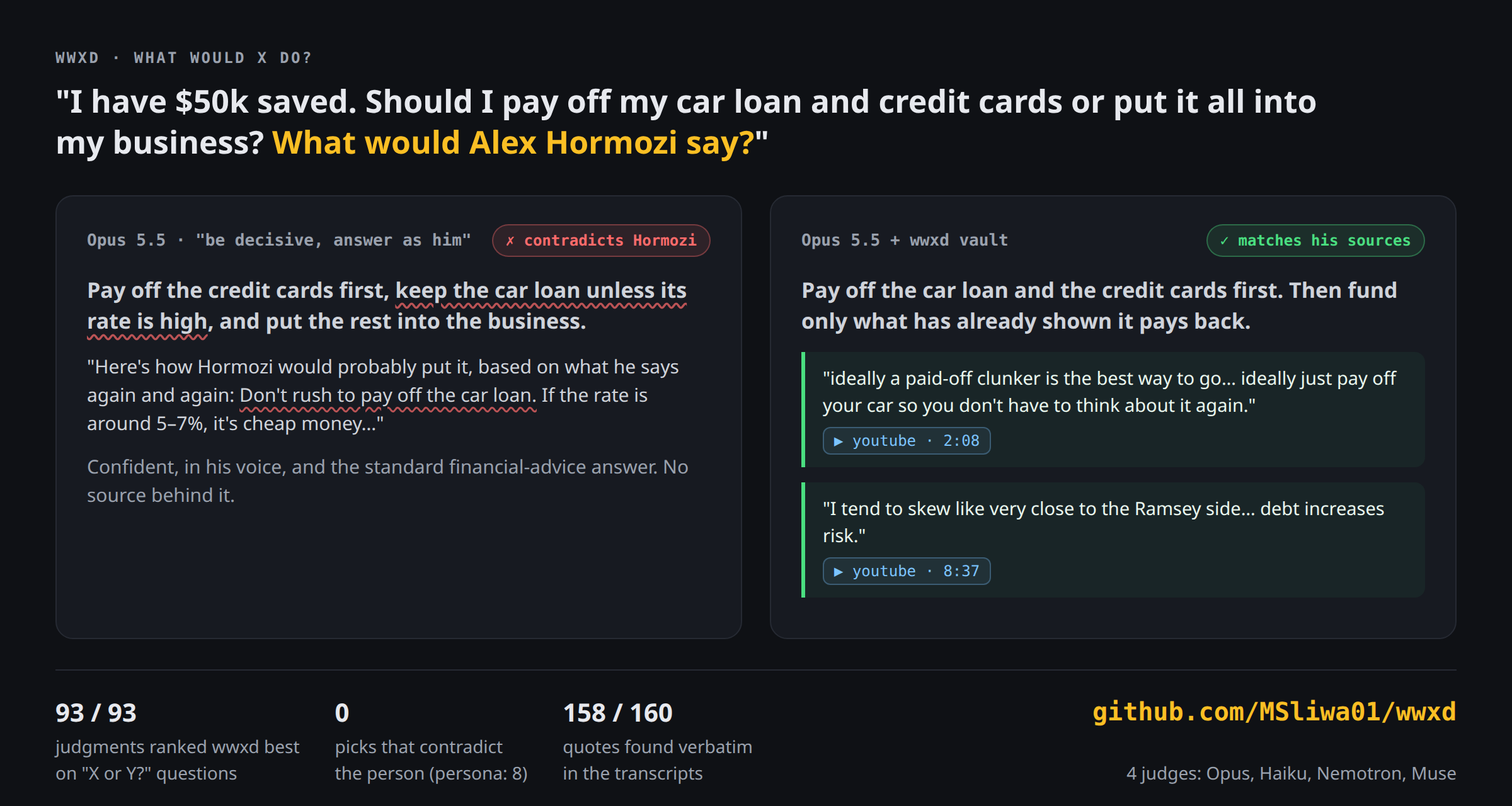 Opus told to answer as Hormozi contradicts him; Opus with a wwxd vault quotes him