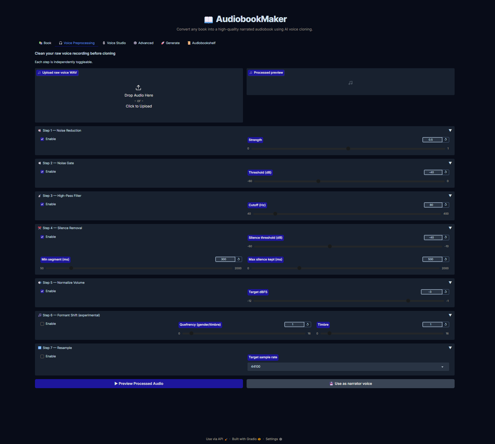 Voice Preprocessing Tab
