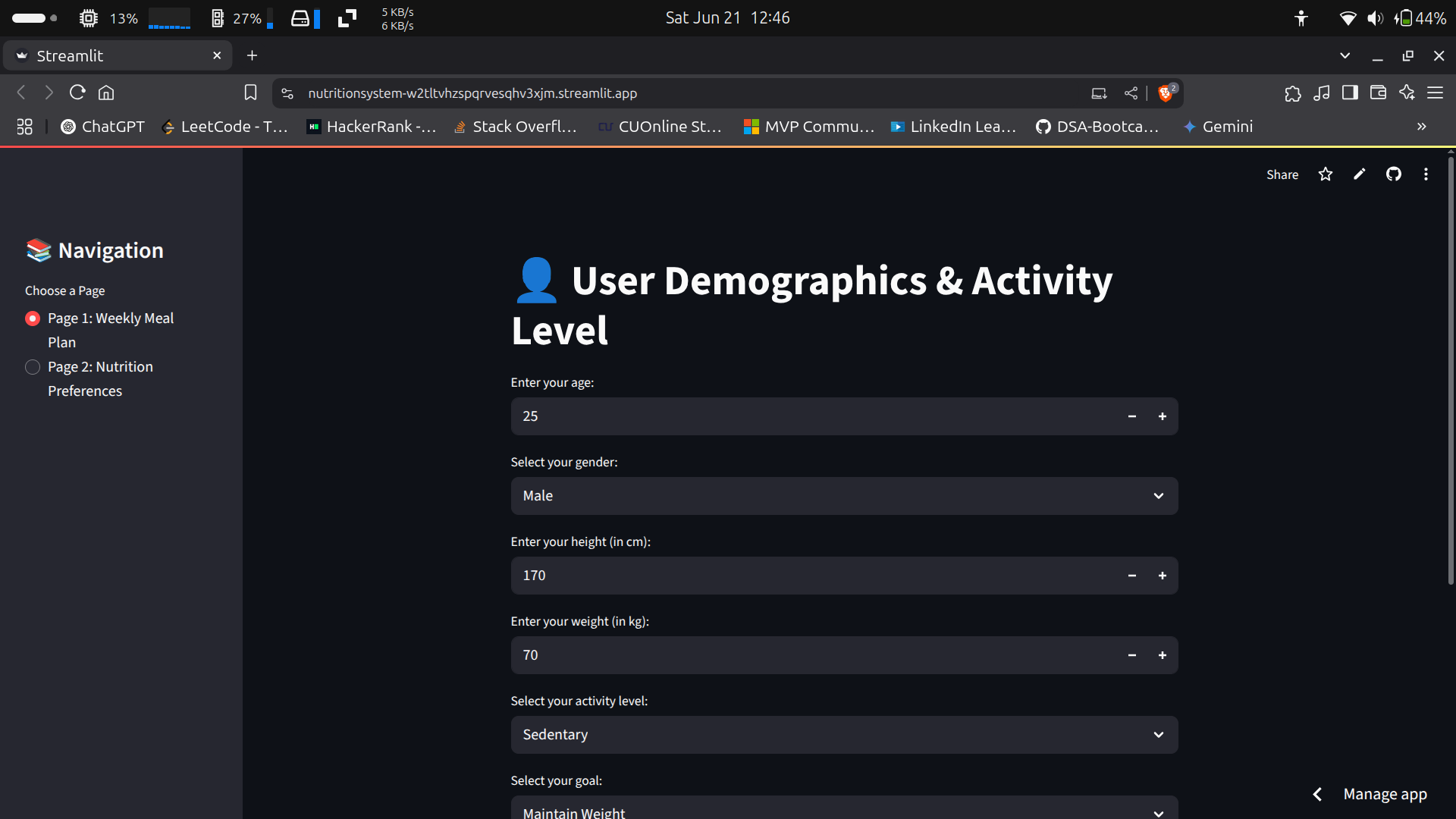 User Input Form