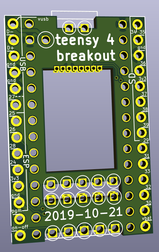 Teensy4 header breakout, from the project README