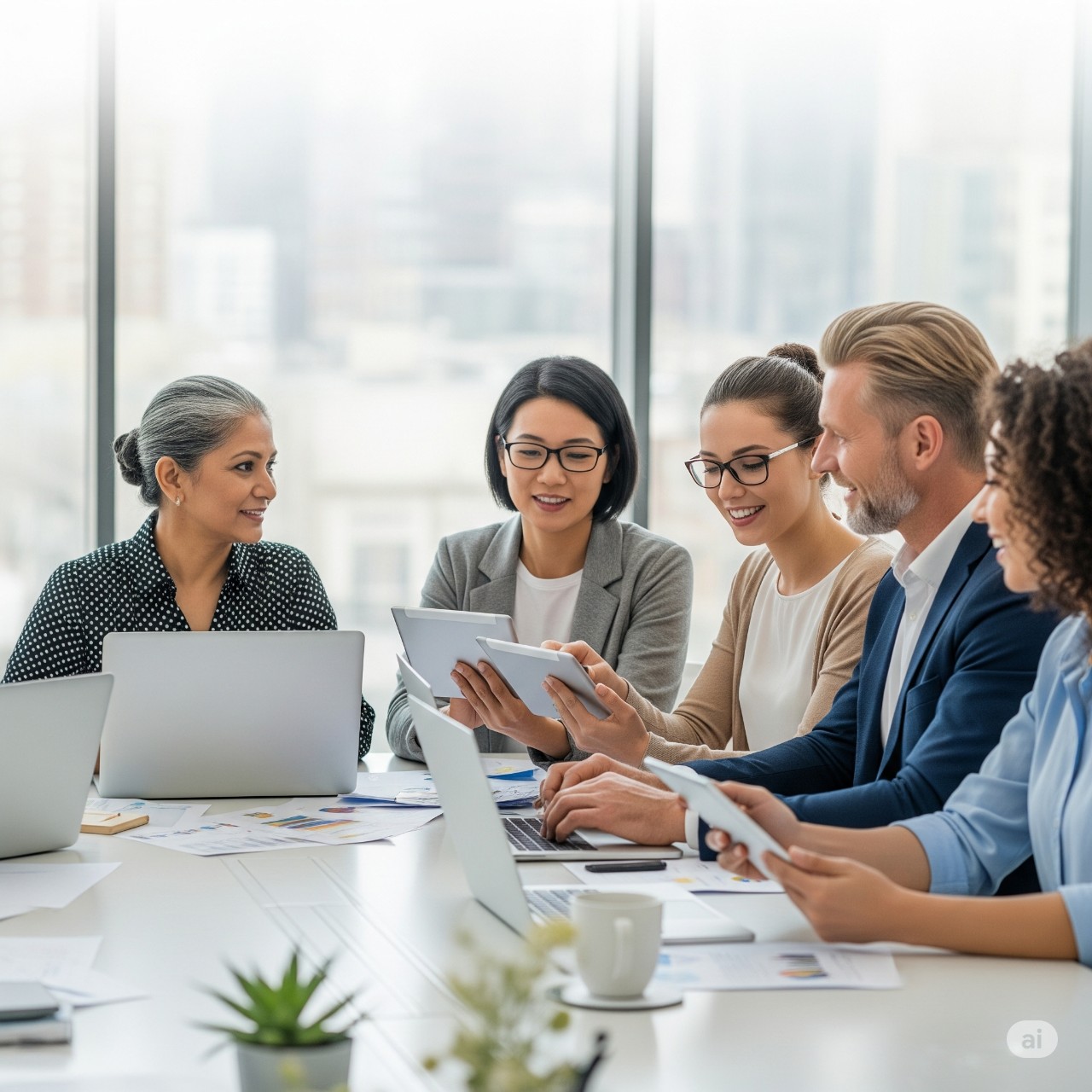 Creative Team Meeting PNG (Office Brainstorm Scene)