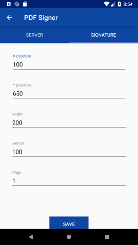 Signature settings