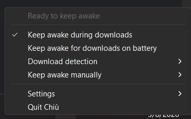 Chiù tray menu on Windows 11