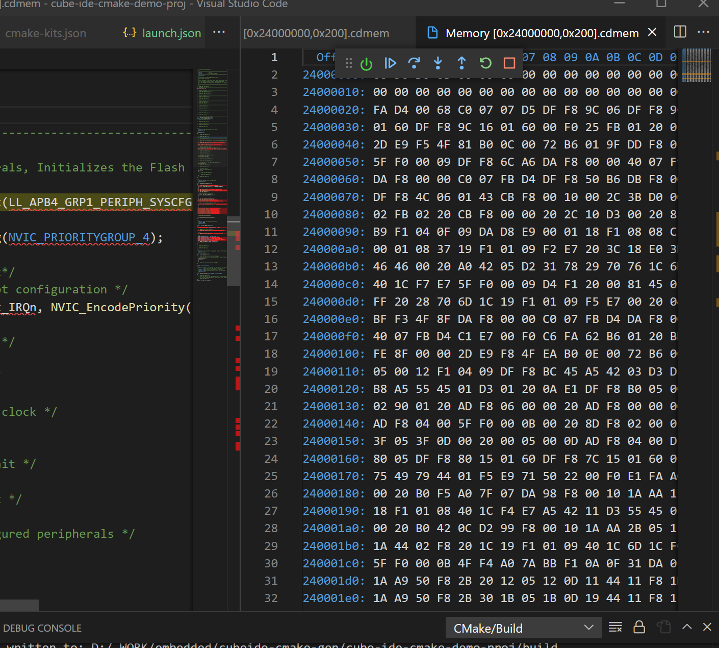 VSCode - Debug session - Memory view