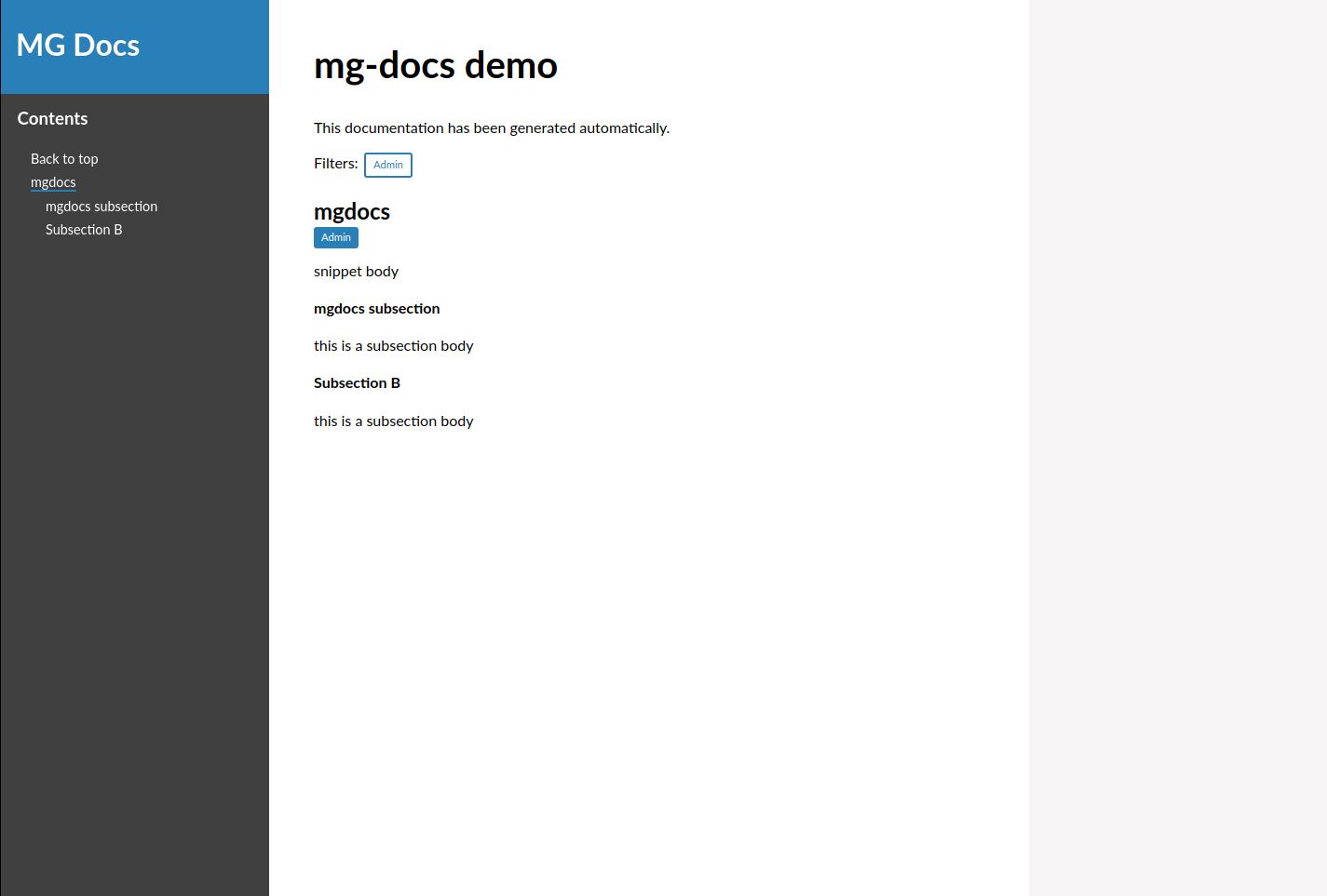 mg-docs demo
