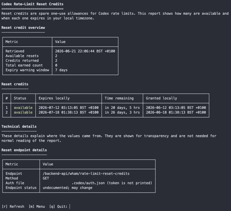 Codex Usage screenshot 2