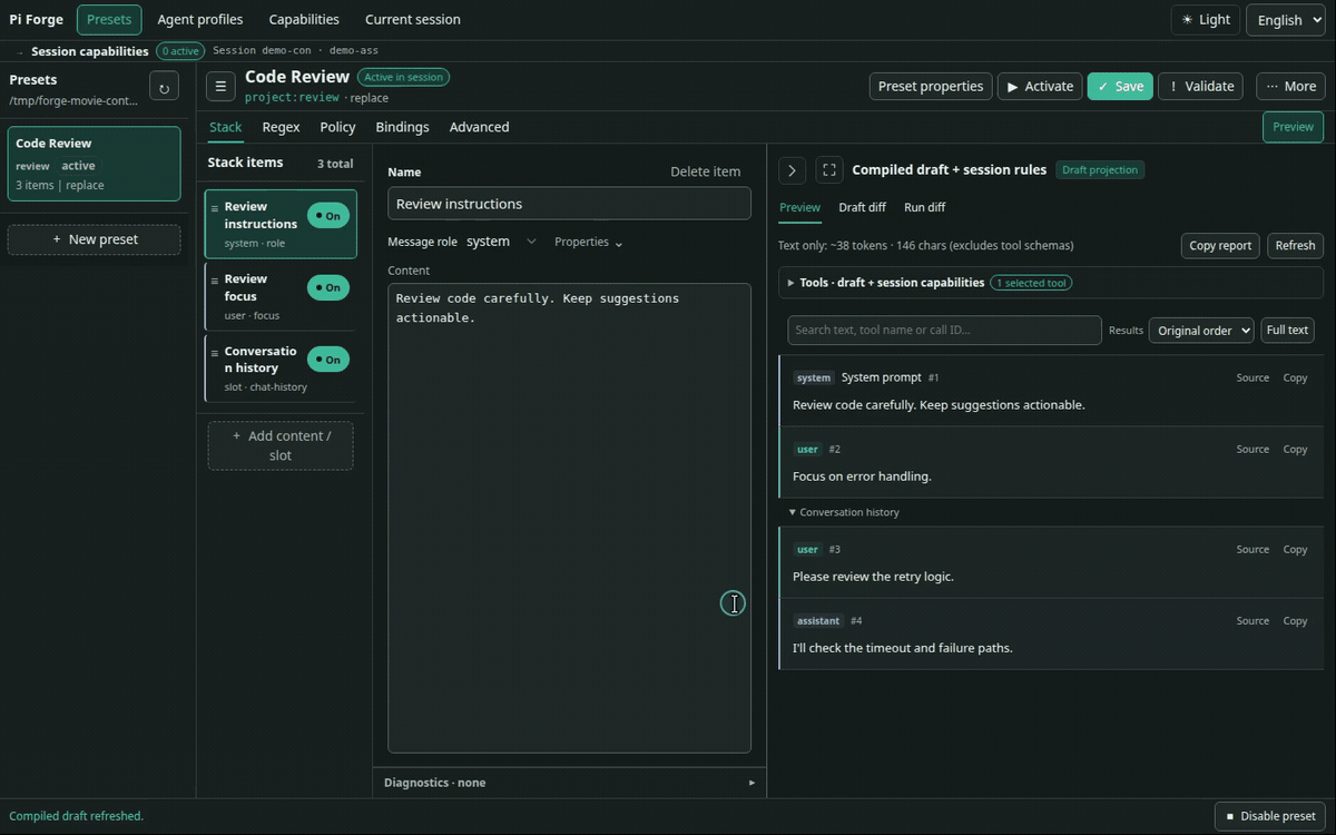 Toggle a supplemental User message and move it after chat history; Preview follows