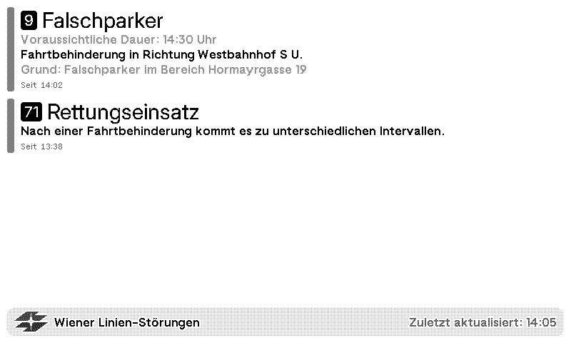 Vienna Public Transport Disruptions Screenshot