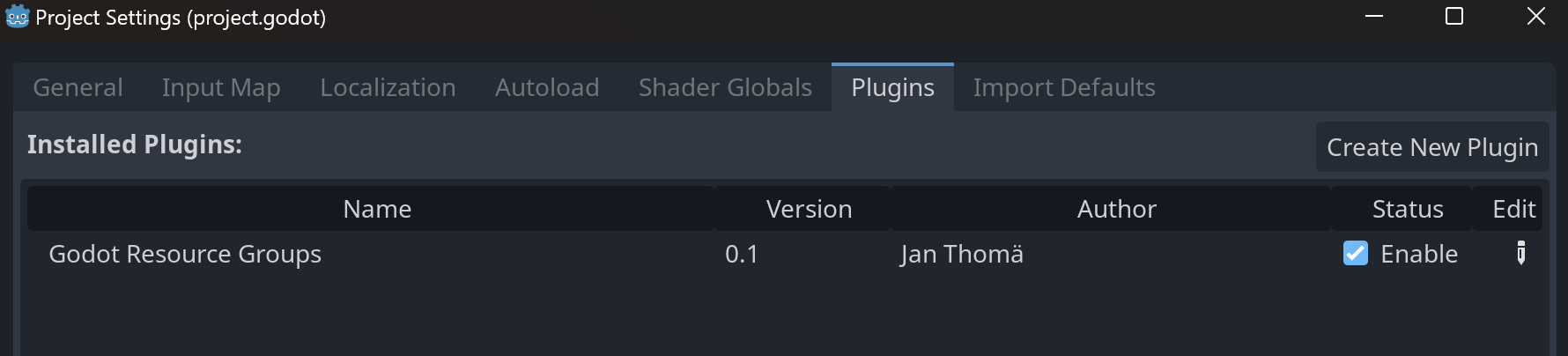 Enabling the plugin in the project settings