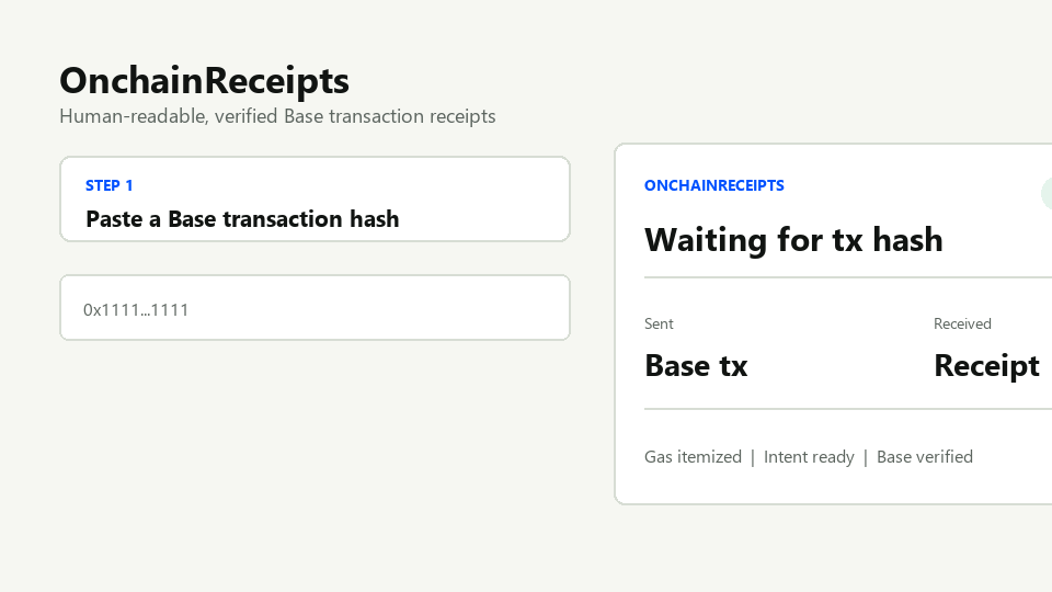 TxReceipts demo walkthrough