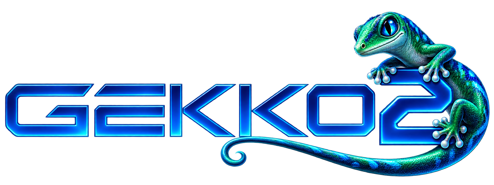 Gekko2 gecko mascot and wordmark