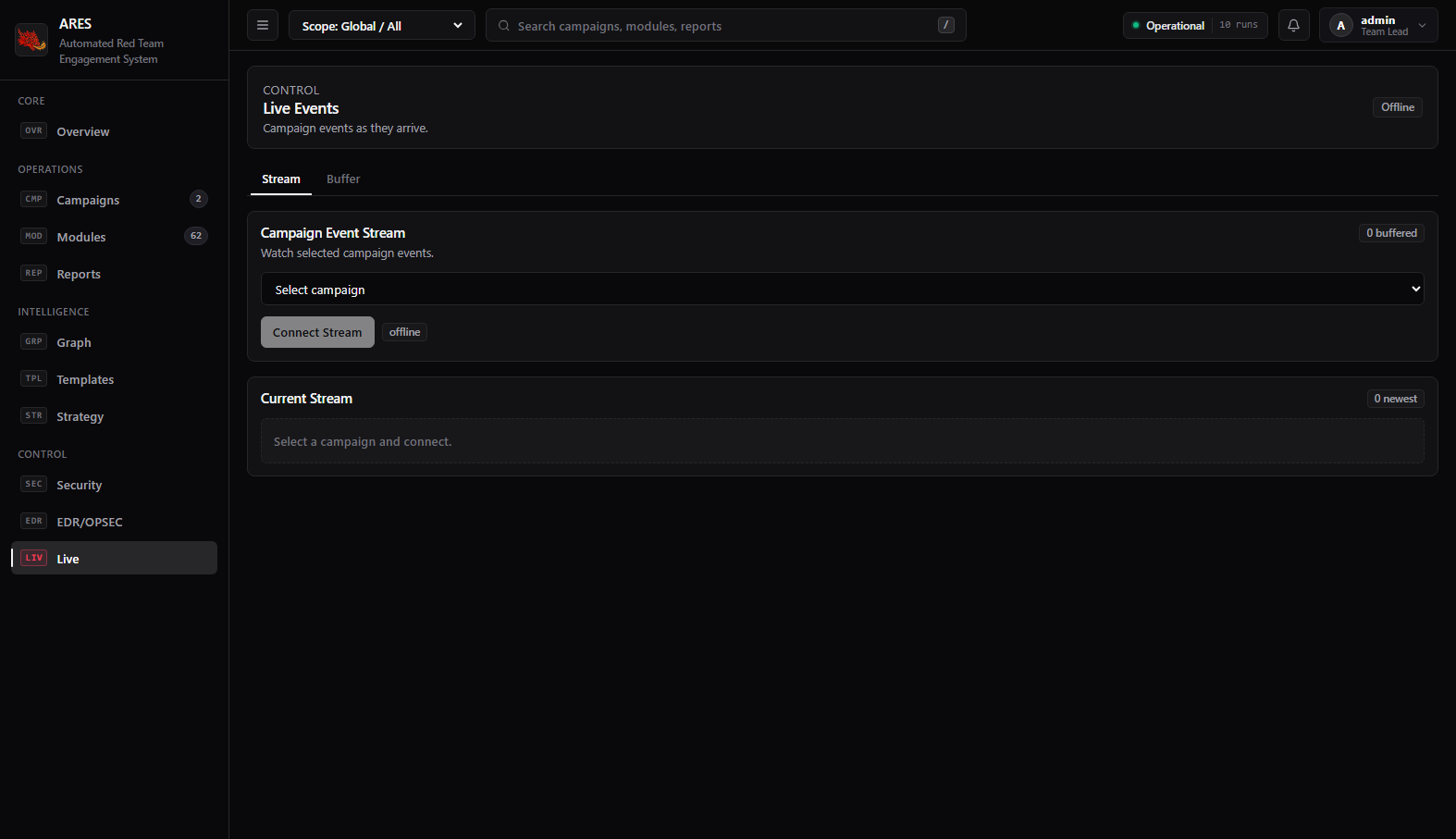 ARES Live Operations Stream