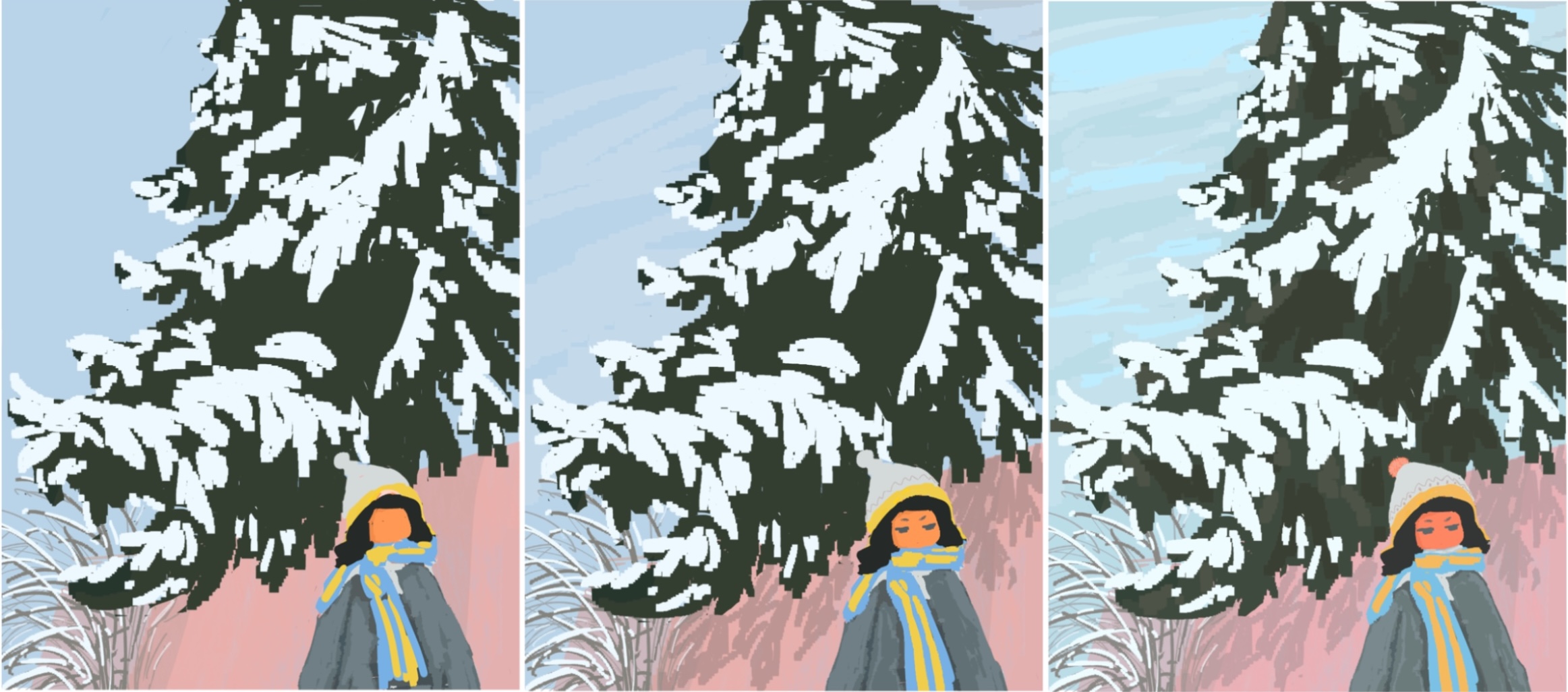 Snowy Pine Tree - Process