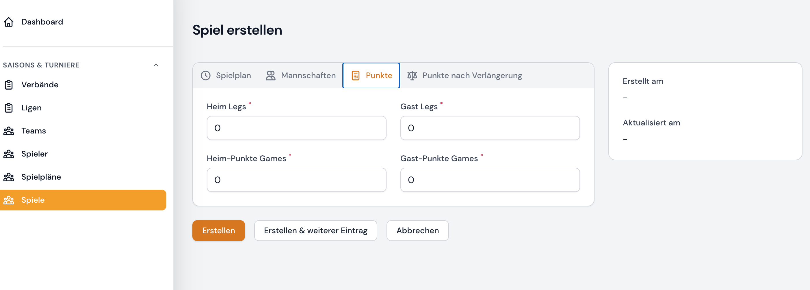 spiel erstellen reiter punkte