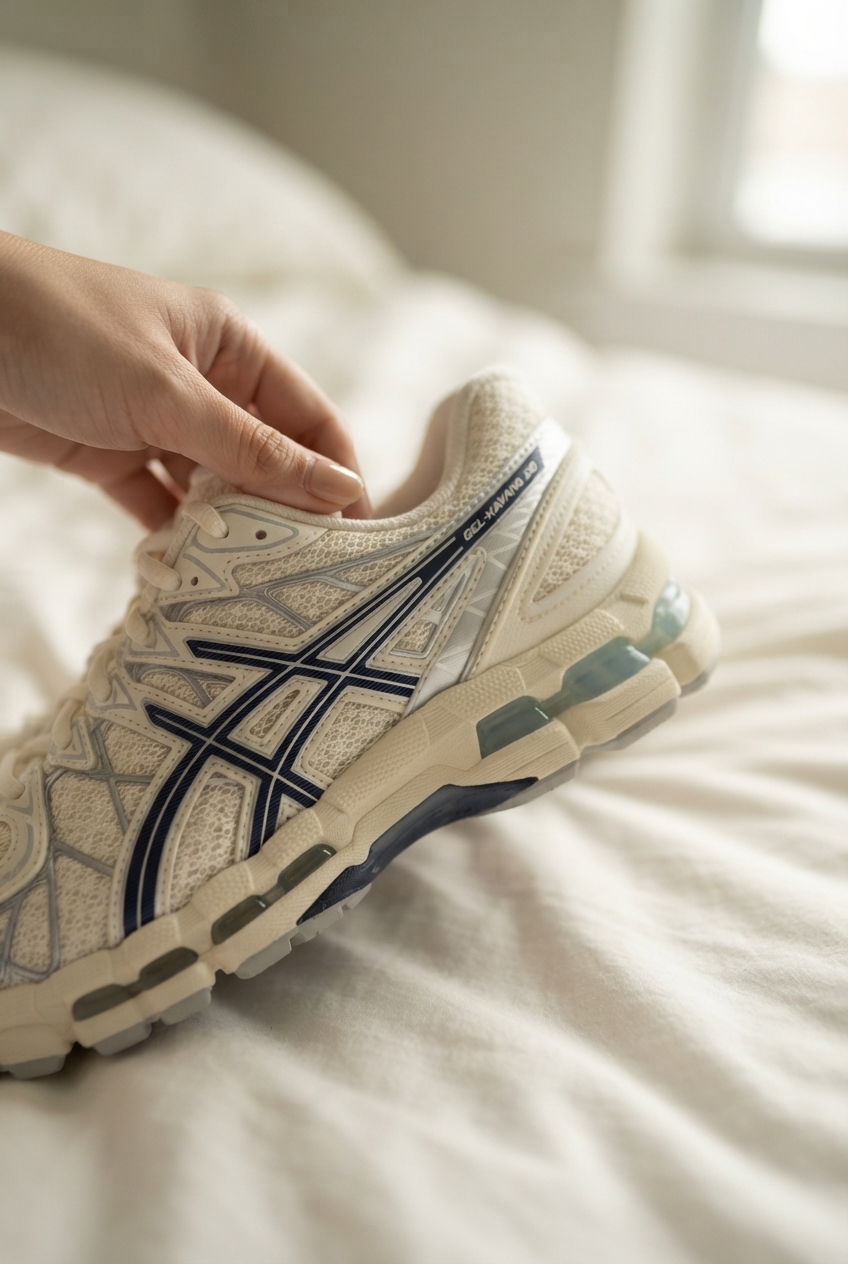 GEL-Kayano 20: Cushioned stability in cream and blue
