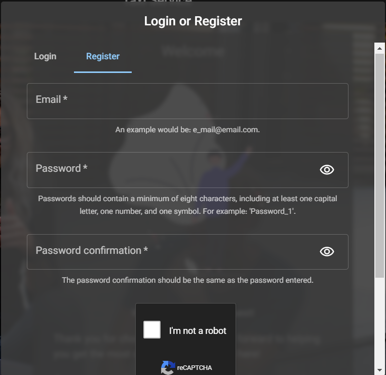 Register Dialog 1