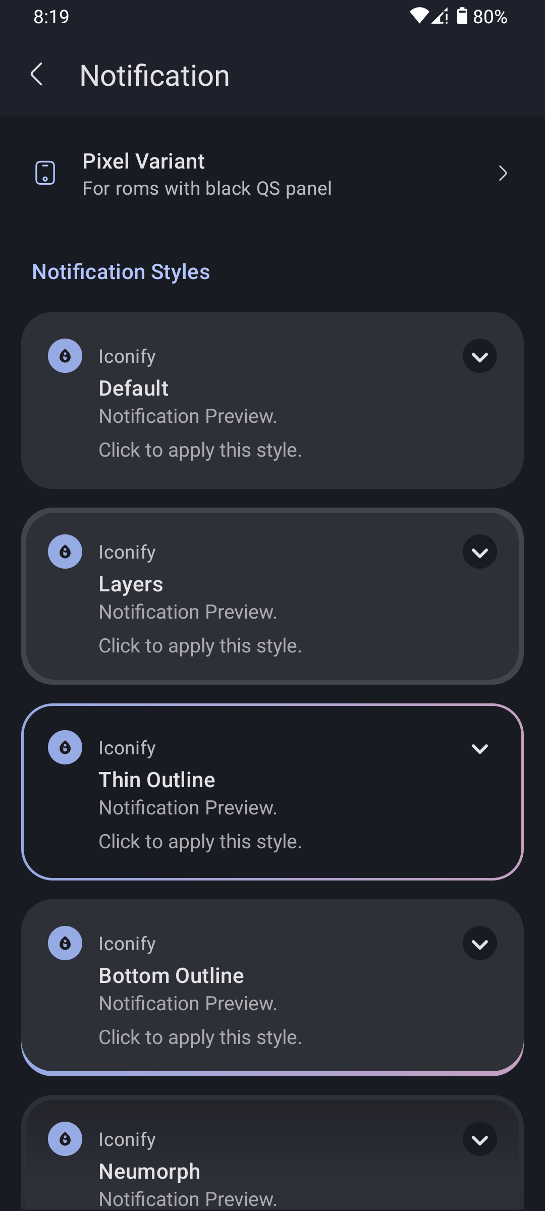 Notification styles
