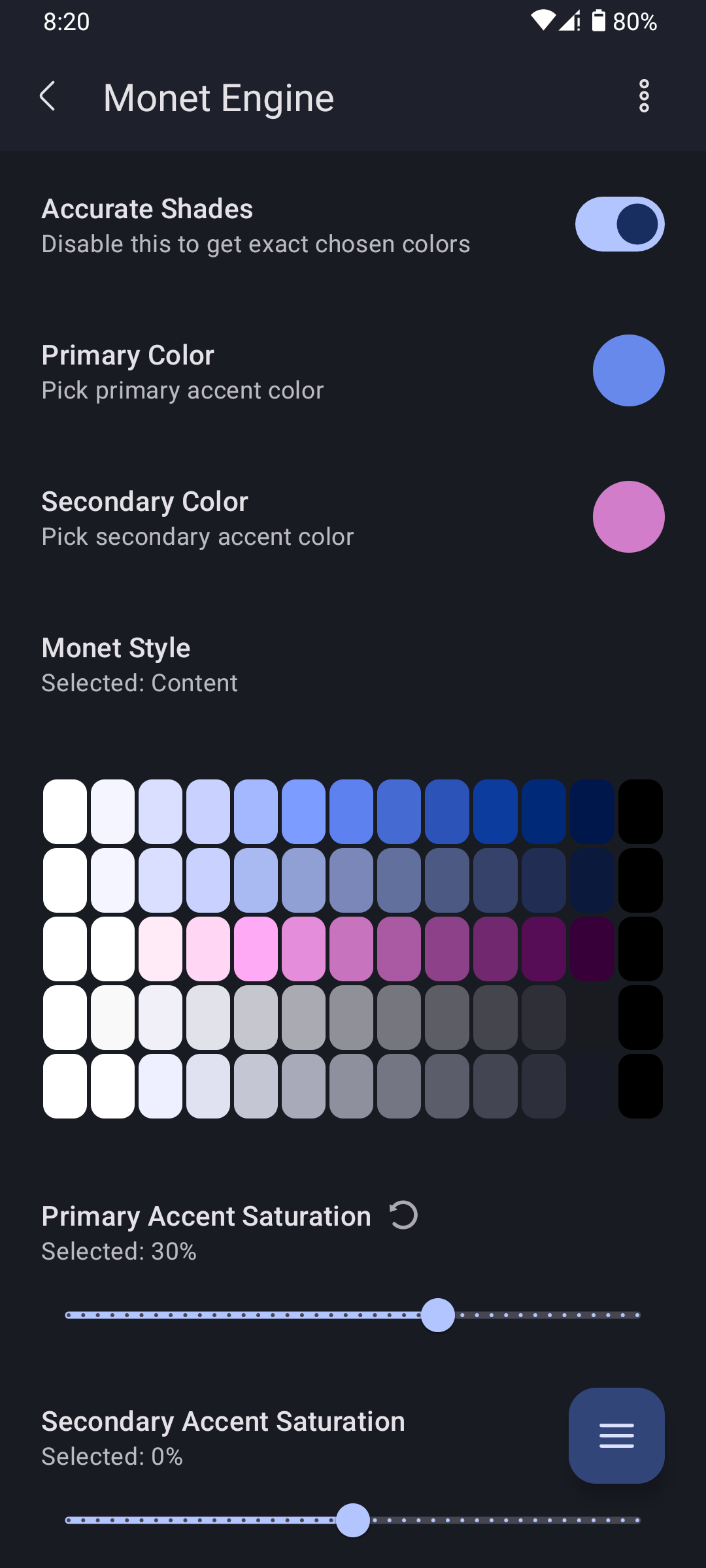 Monet engine color palette