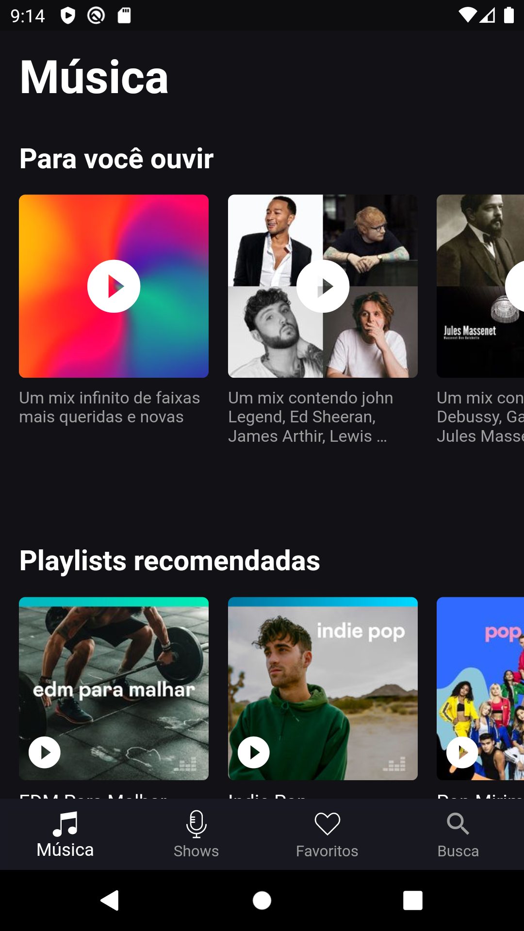 Print da Tela de música