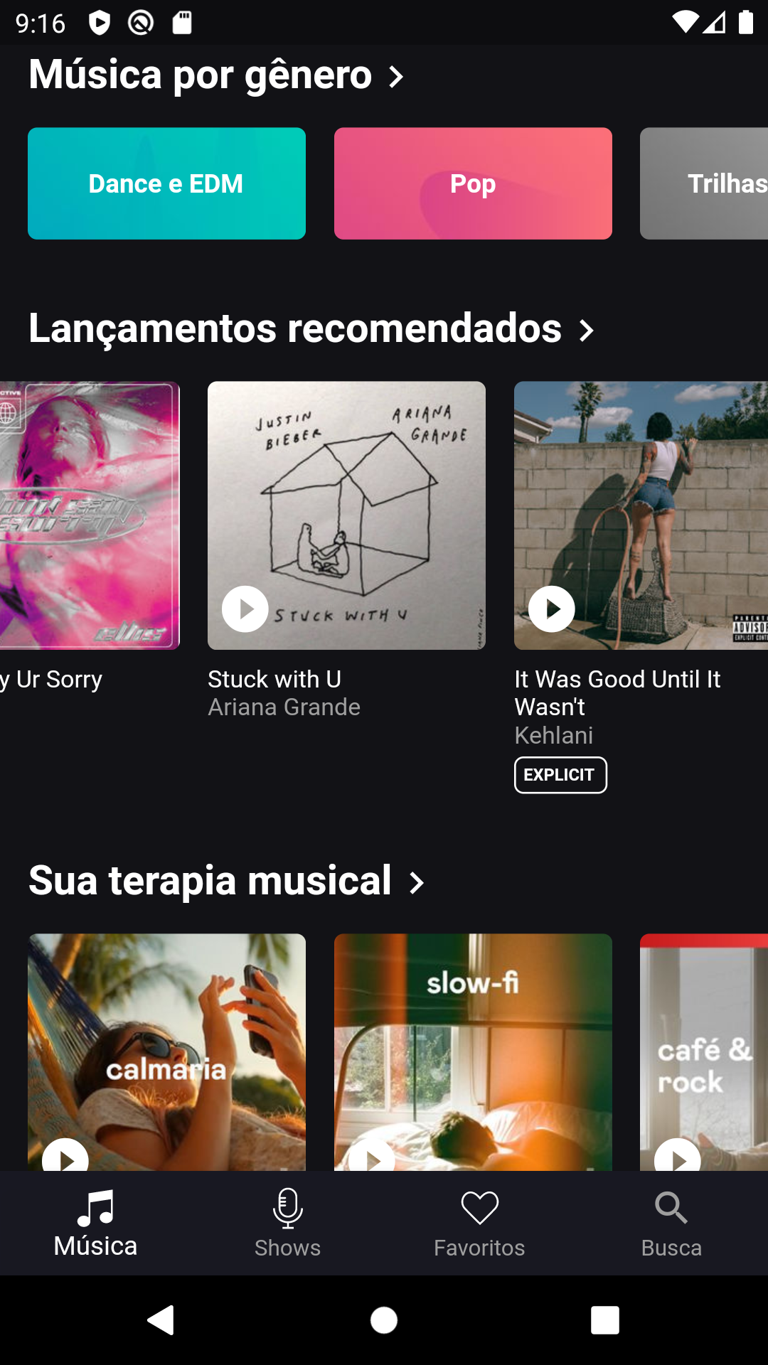 Print da Tela de música