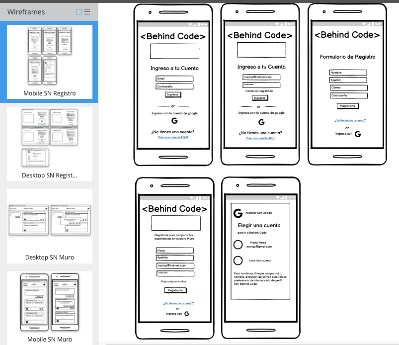 Prototipo mobile de baja fidelidad