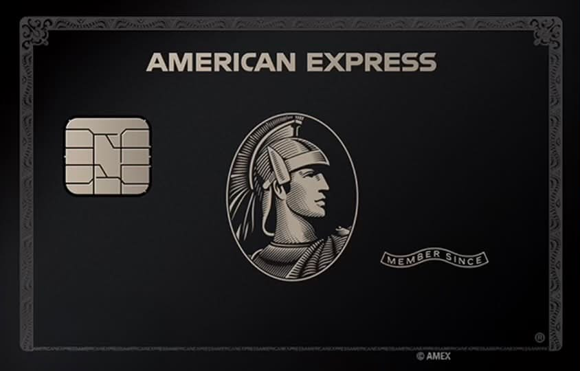 Black American Express artwork with a chip and centurion portrait