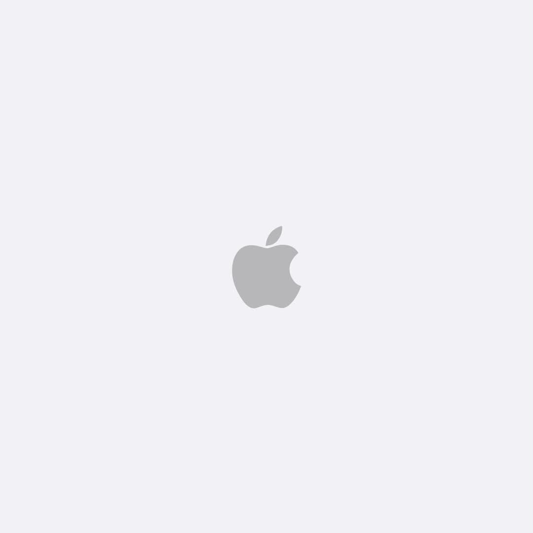 A gray Apple logo centered on a pale gray background