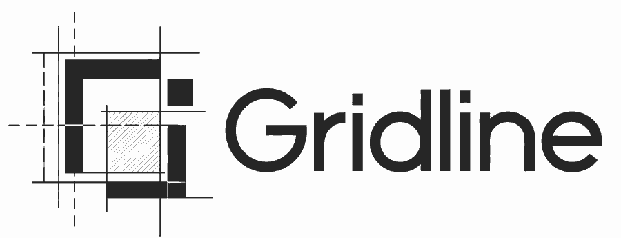 Gridline — architectural drafting logo and wordmark