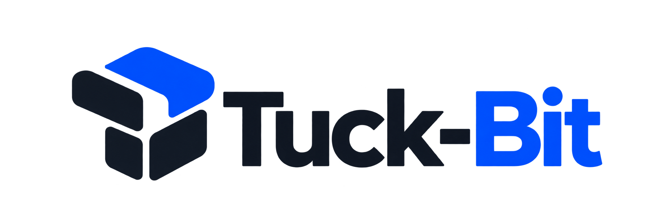 Tuck-Bit — blue modular icon and wordmark