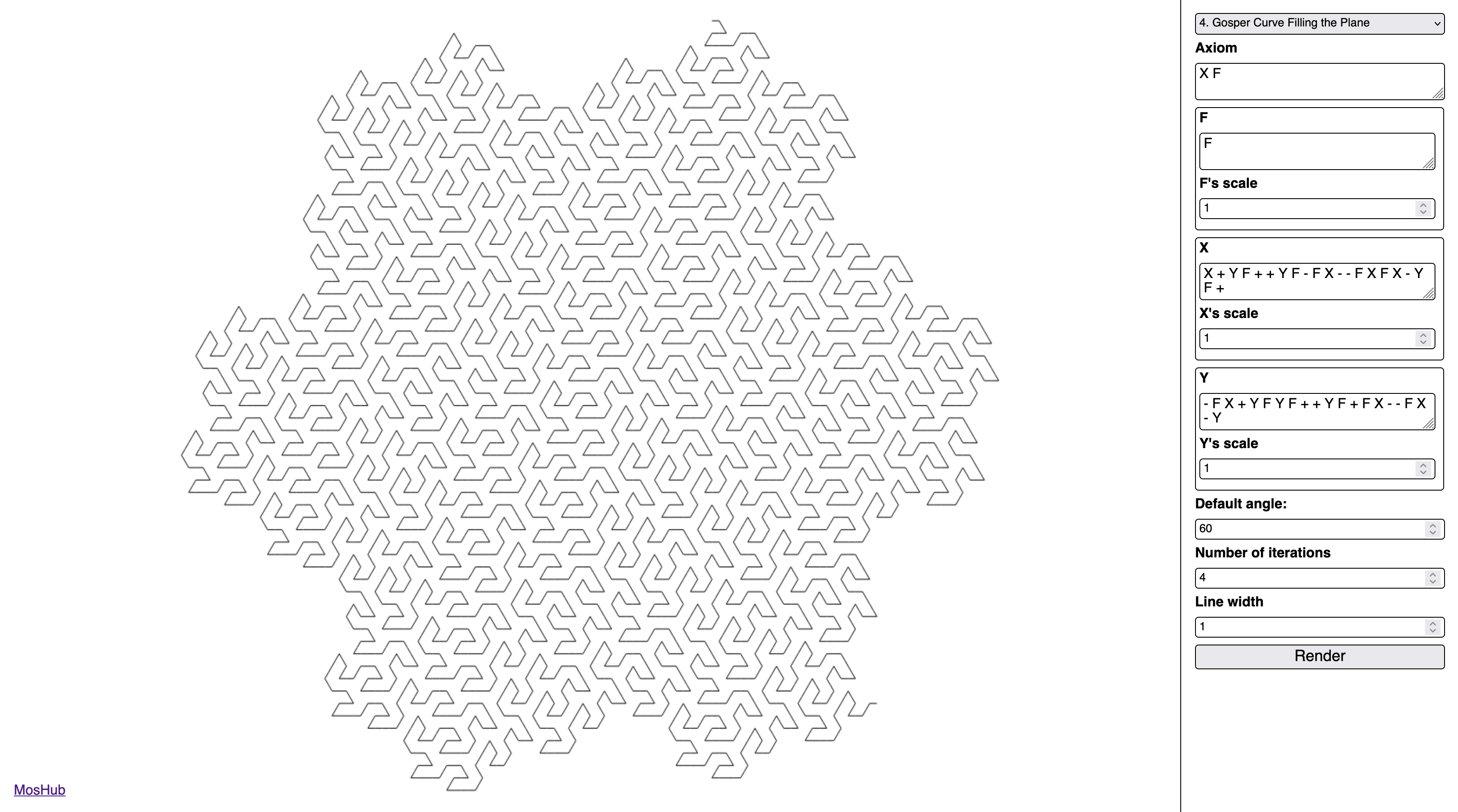 Gosper Curve Filling the Plane