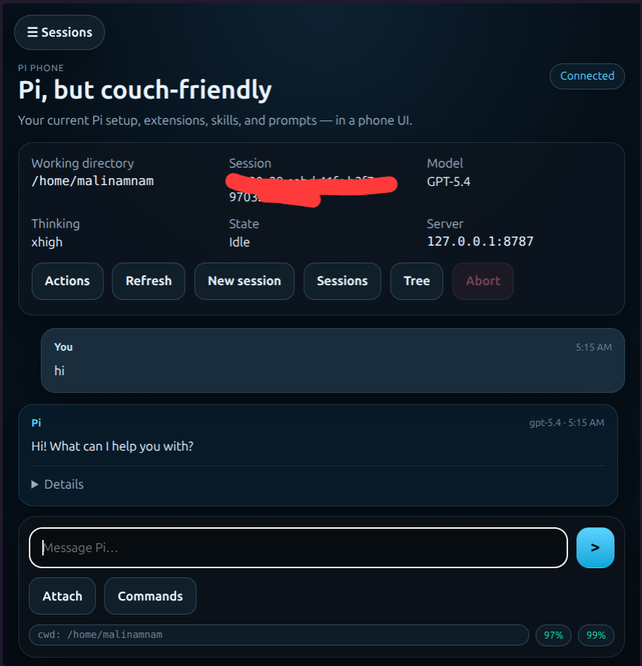 pi-phone mobile UI screenshot