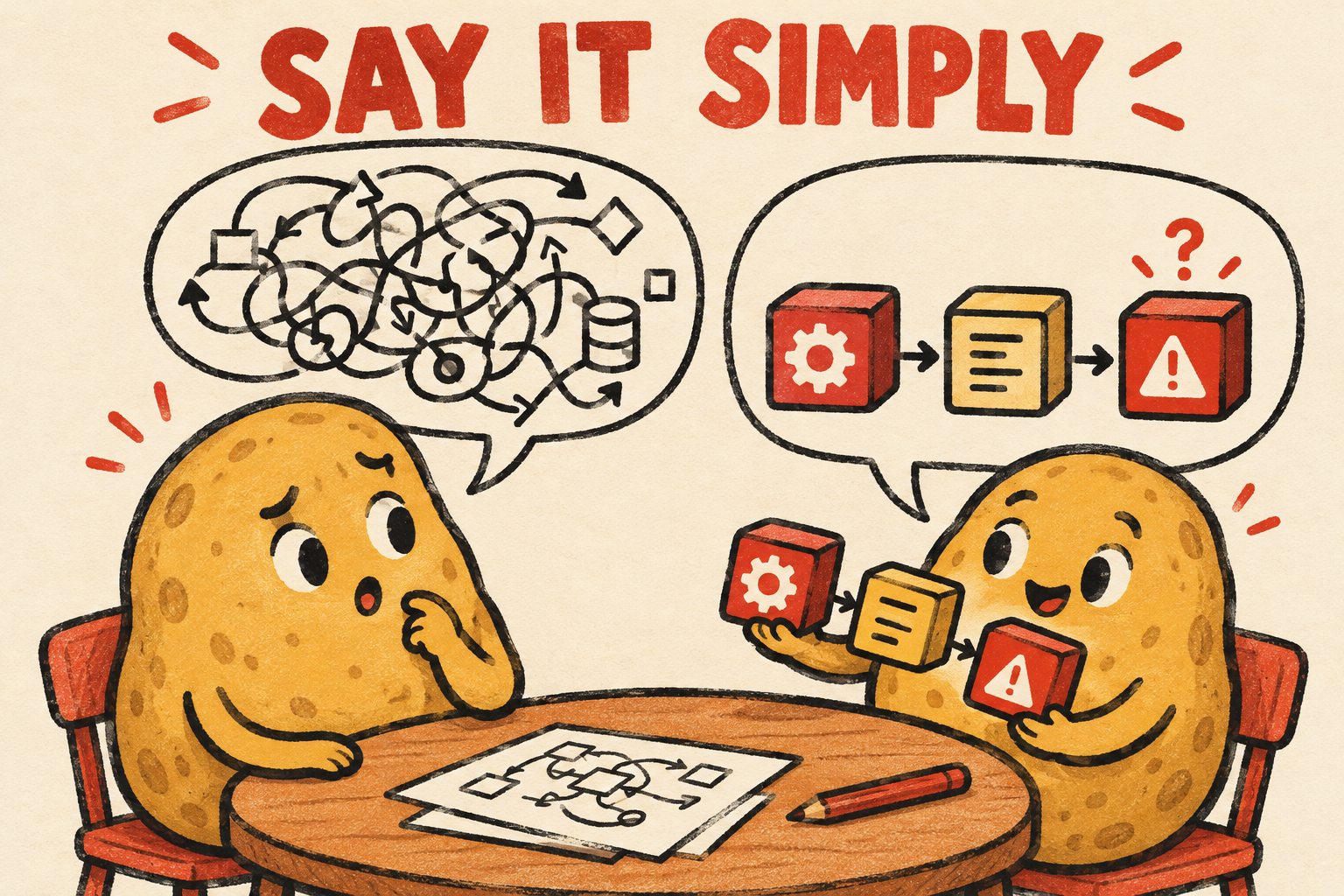 Potatoes turn a tangled explanation into three simple steps
