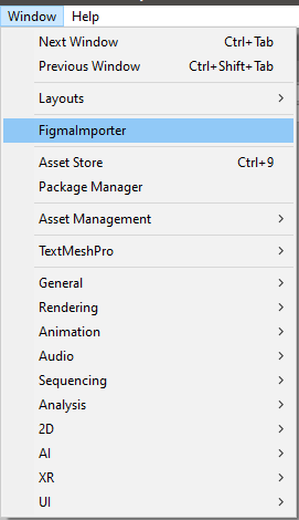 Figma importer menu option