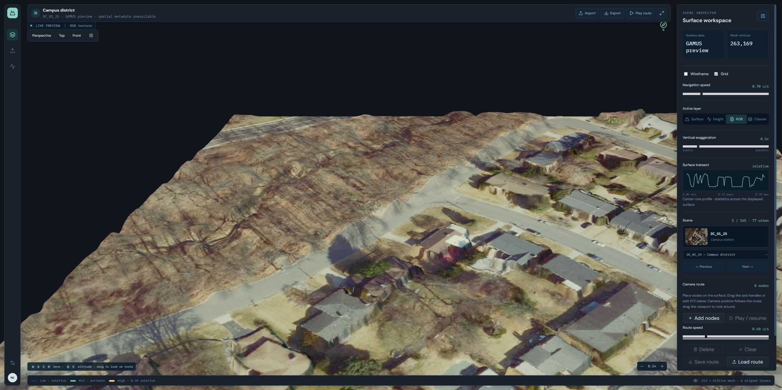 Biplab terrain workspace showing a prepared GAMUS reference preview