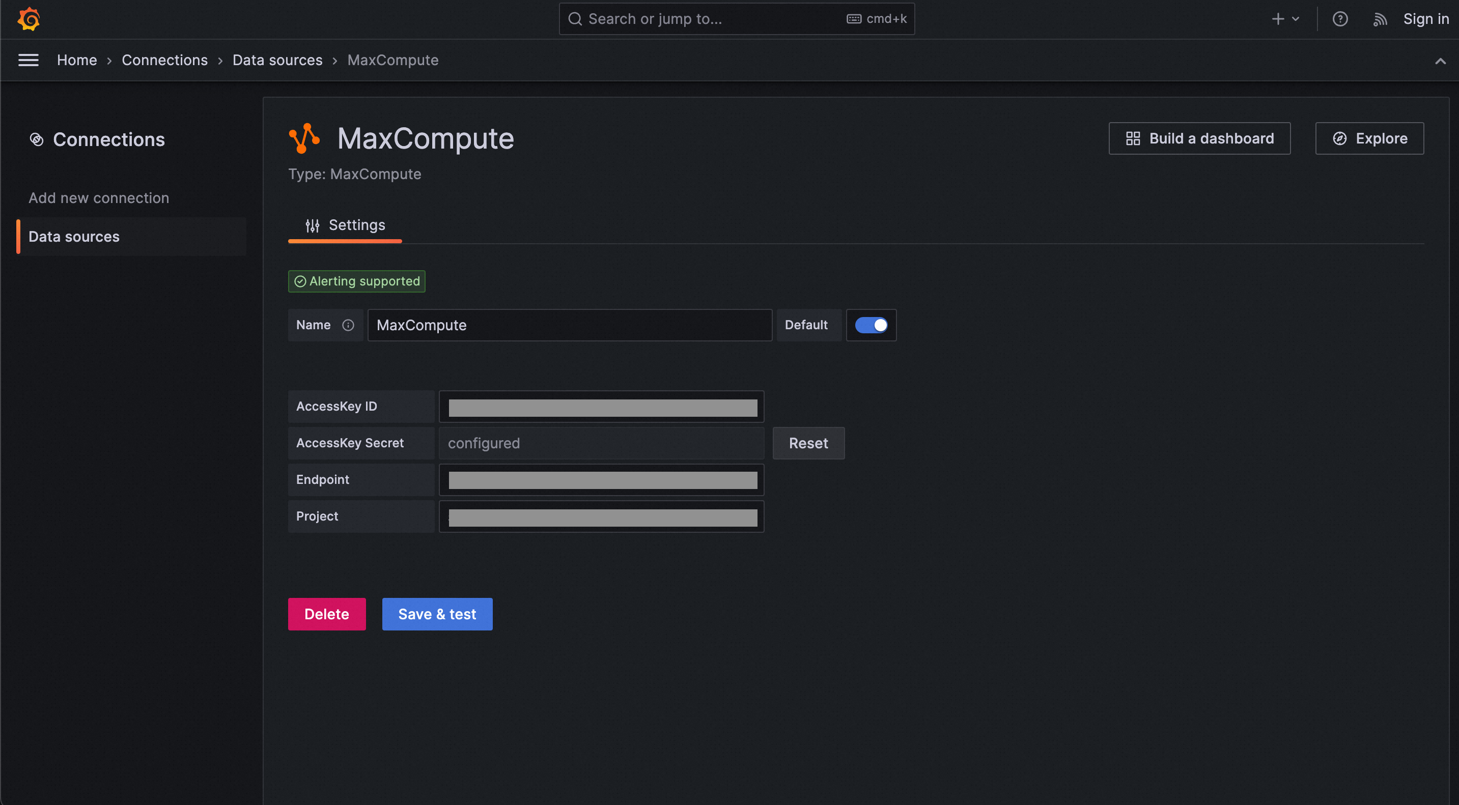 Configure datasource