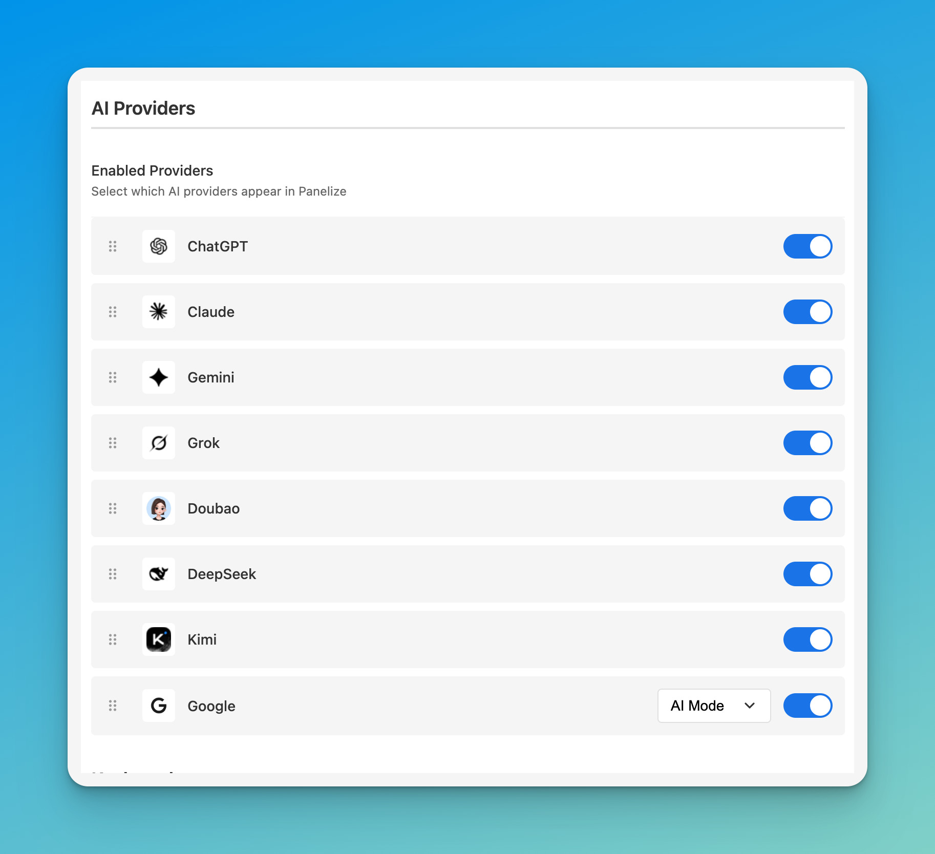 Settings & Providers