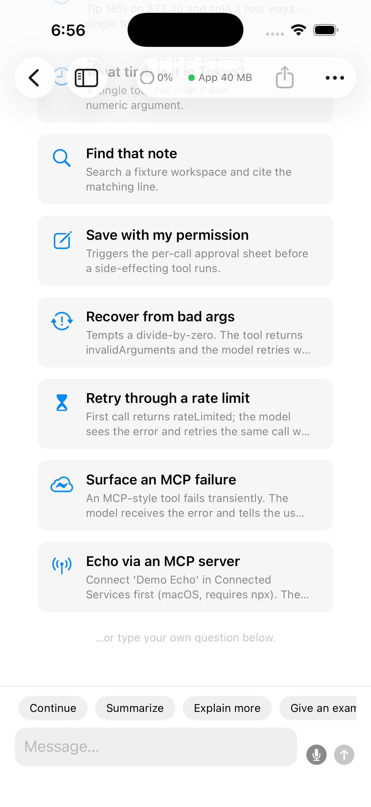 ManifoldKit on iOS — chat conversation on iPhone