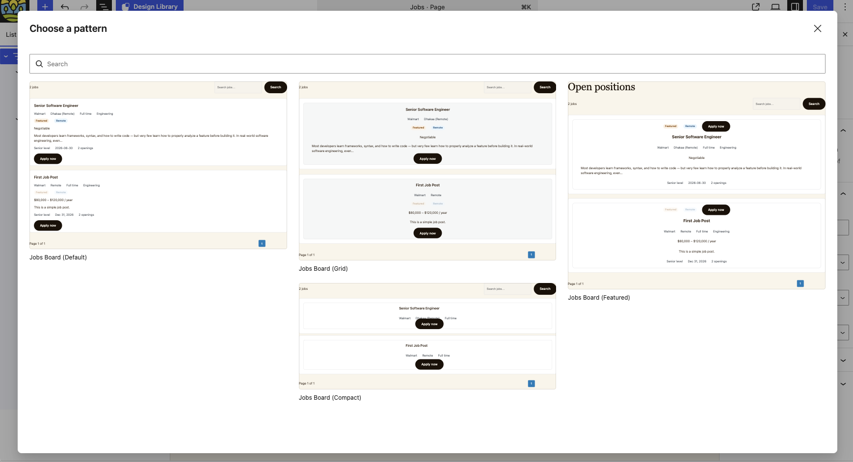 Jobs board layout patterns Jobs board layout patterns