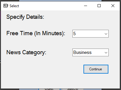 Select category and time